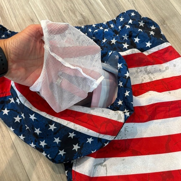 NEW | Patriotic American Flag Swim Trunks Board Shorts North 15 Black Label SZ L - Picture 3 of 6